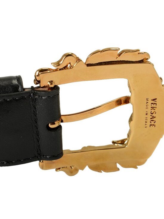 Versace Black 100% Leather Gold Buckle Decorated Belt US 32 IT 80